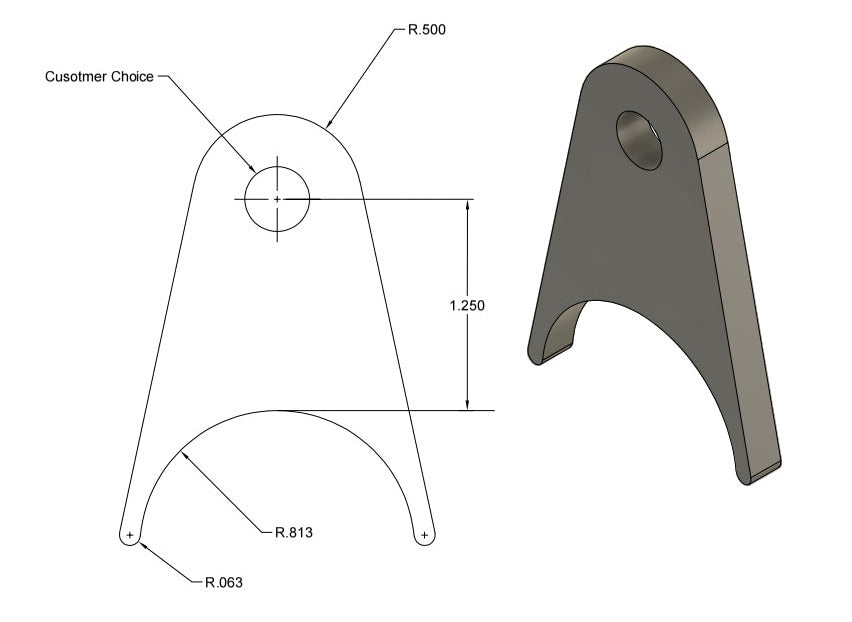 Tube Chassis Weld Tabs - (1.25" stand off) 011 style