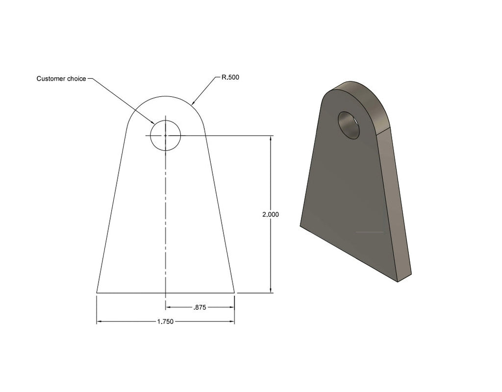 Flat Chassis Weld Tabs 2.00" Standoff