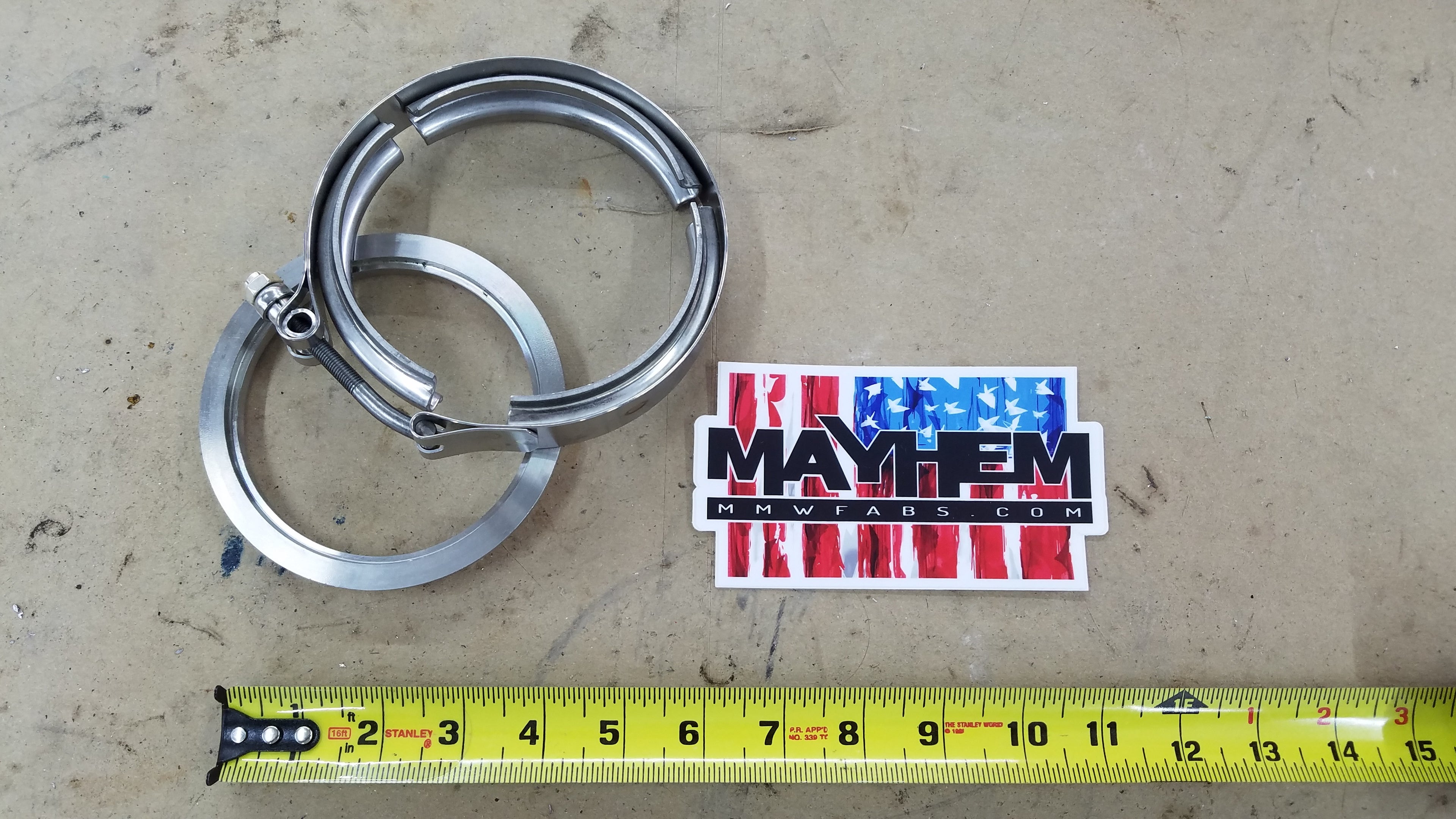 Borg Warner S400 - 4.62 , Marmon & Garret GT42 (T4) Turbine housing flange & Clamp Stainless and Aluminum